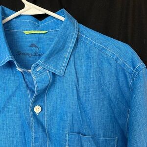 Tommy Bahama Men's Relax Teal Linen Dress Shirt L